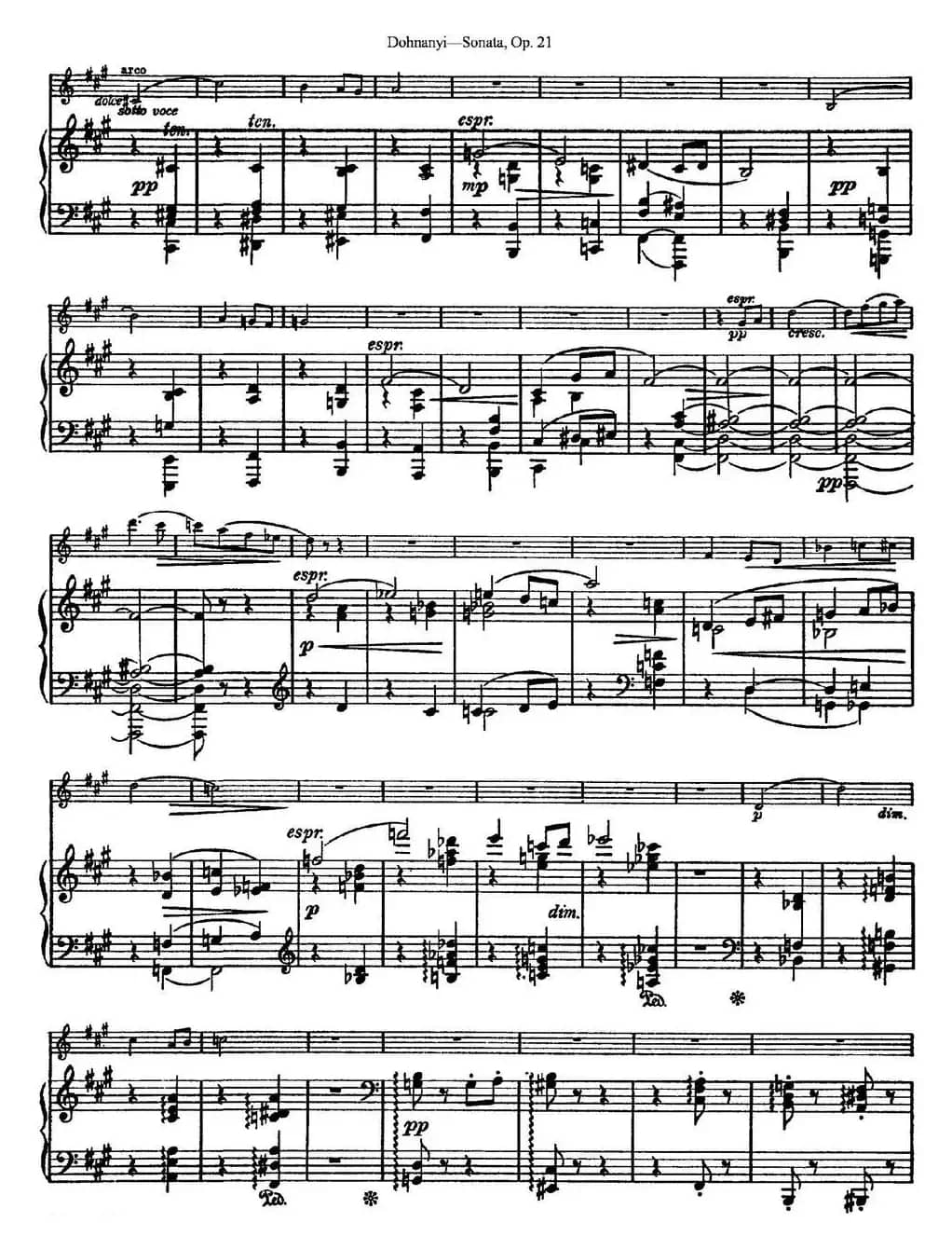 Dohnanyi Sonata Op.21（小提琴+钢琴伴奏）