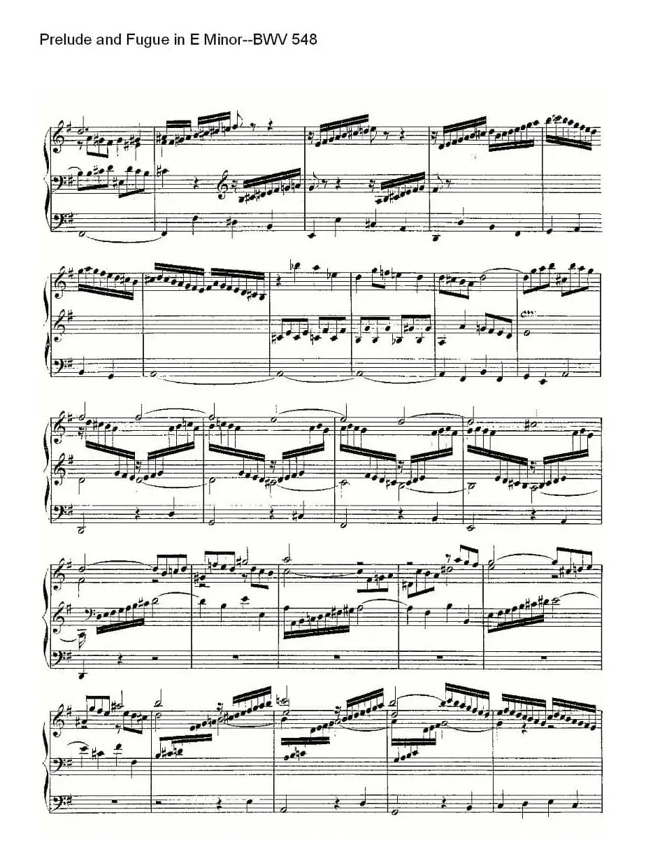 Prelude and Fugue in E Minor--BWV 548 (管风琴谱)
