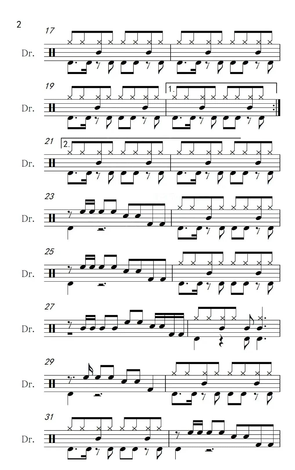 世界多美丽（架子鼓谱）