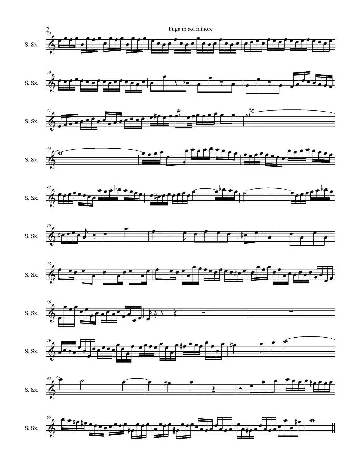 Fuga in sol minore （四重奏之高音萨克斯分谱）