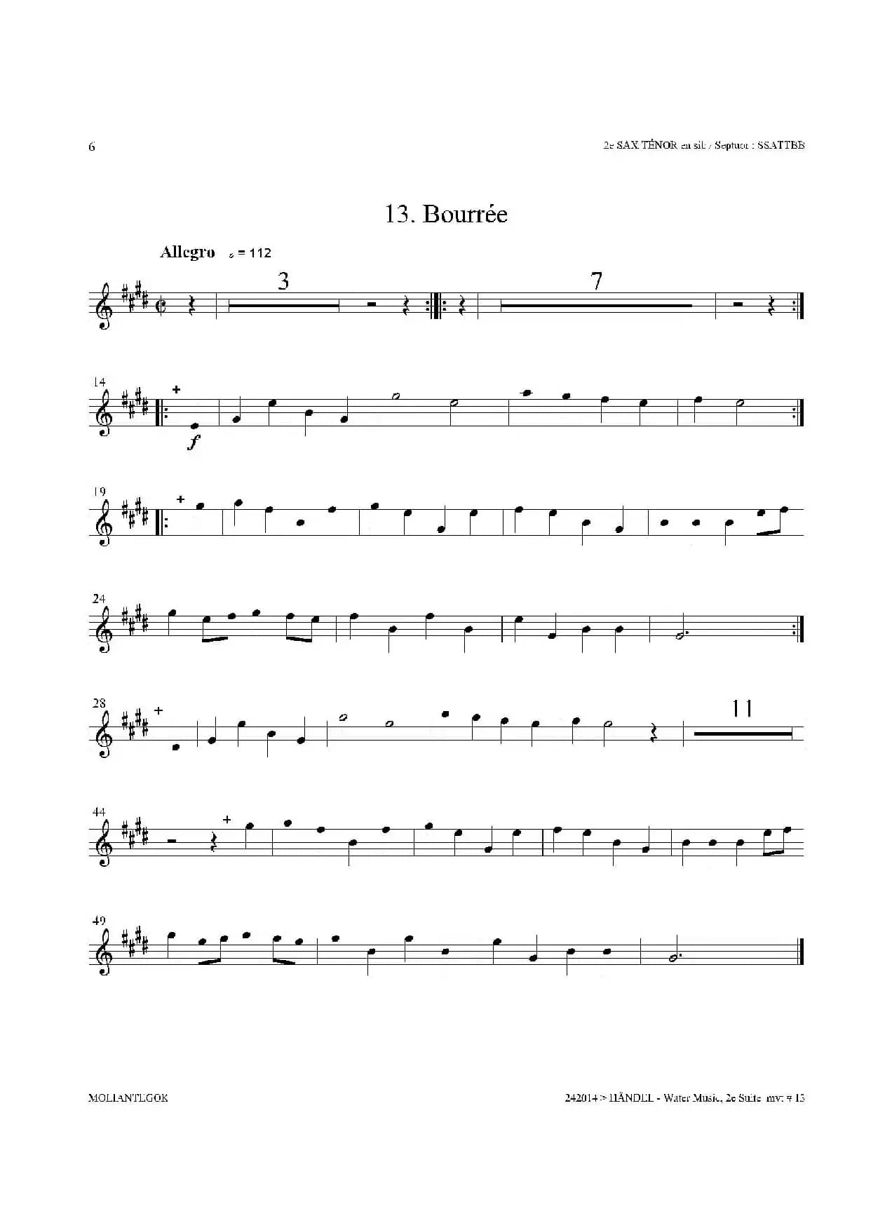 Water Music（HWV.349 No.2）（第二次中音萨克斯）