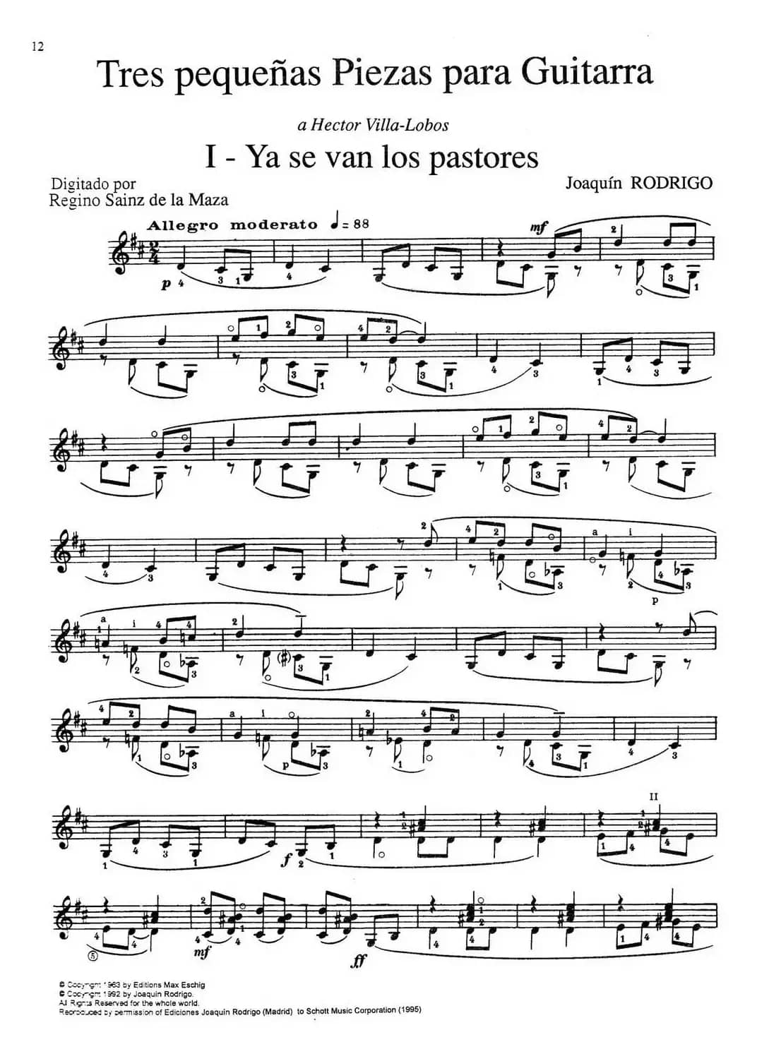 Joaquin Rodrigo Music for Guitar（罗德里戈吉他音乐P12-21）（古典吉他）