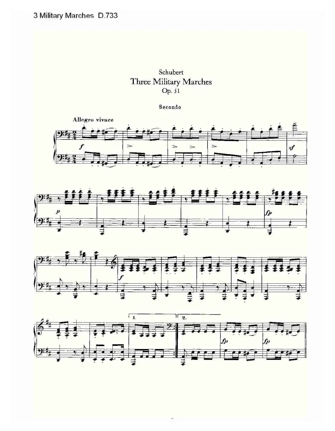 3 Military Marches D.733（3 士兵进行曲 D.733）