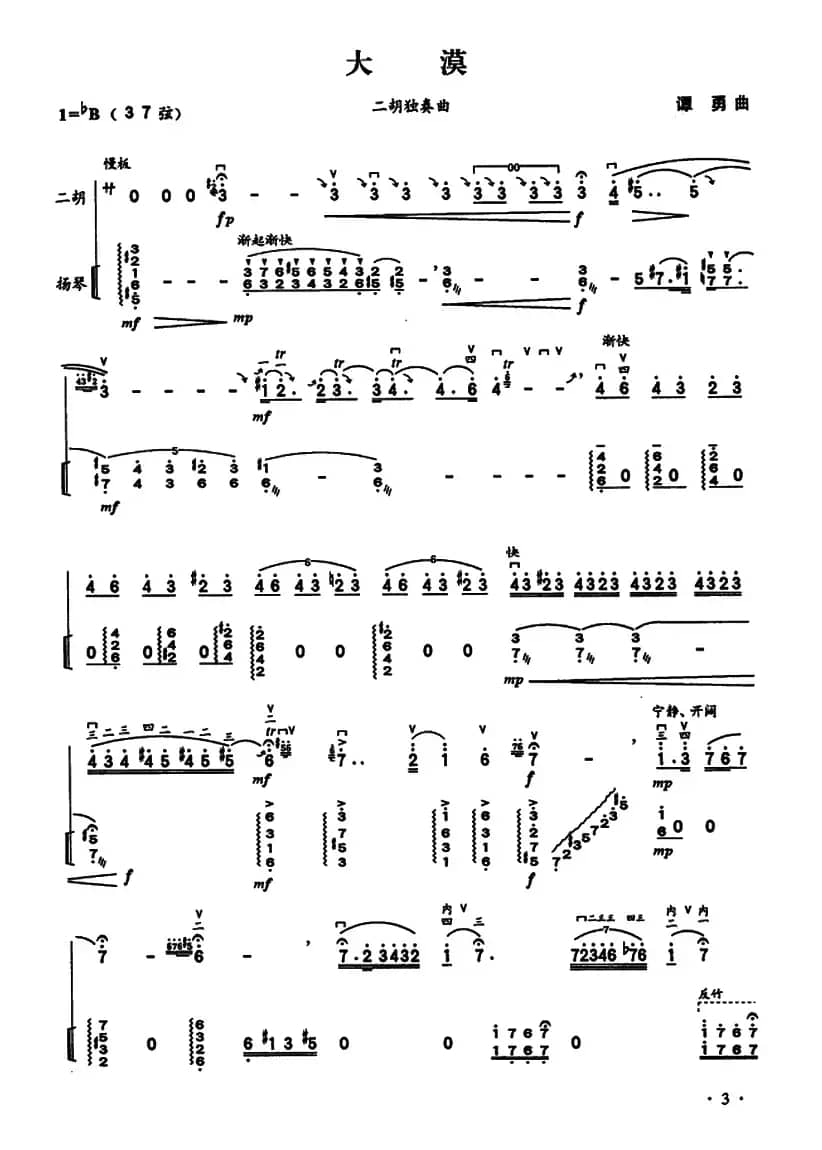 大漠（二胡独奏+扬琴伴奏）