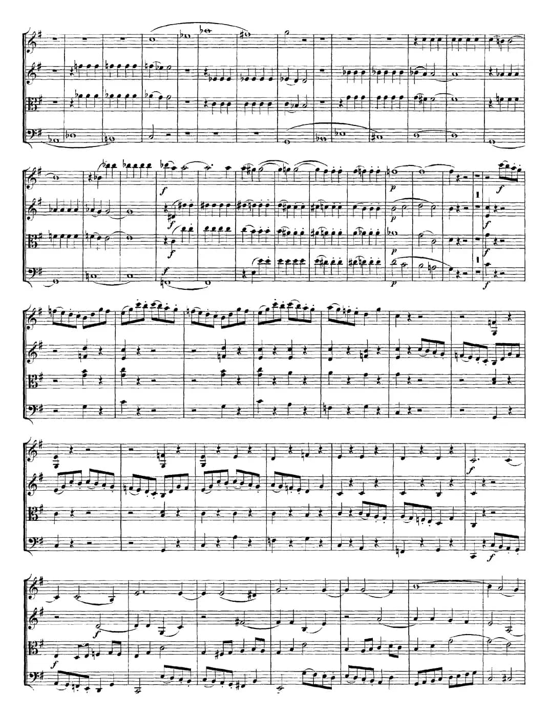 Mozart《Quartet No.14 in G Major,K.387》（总谱）