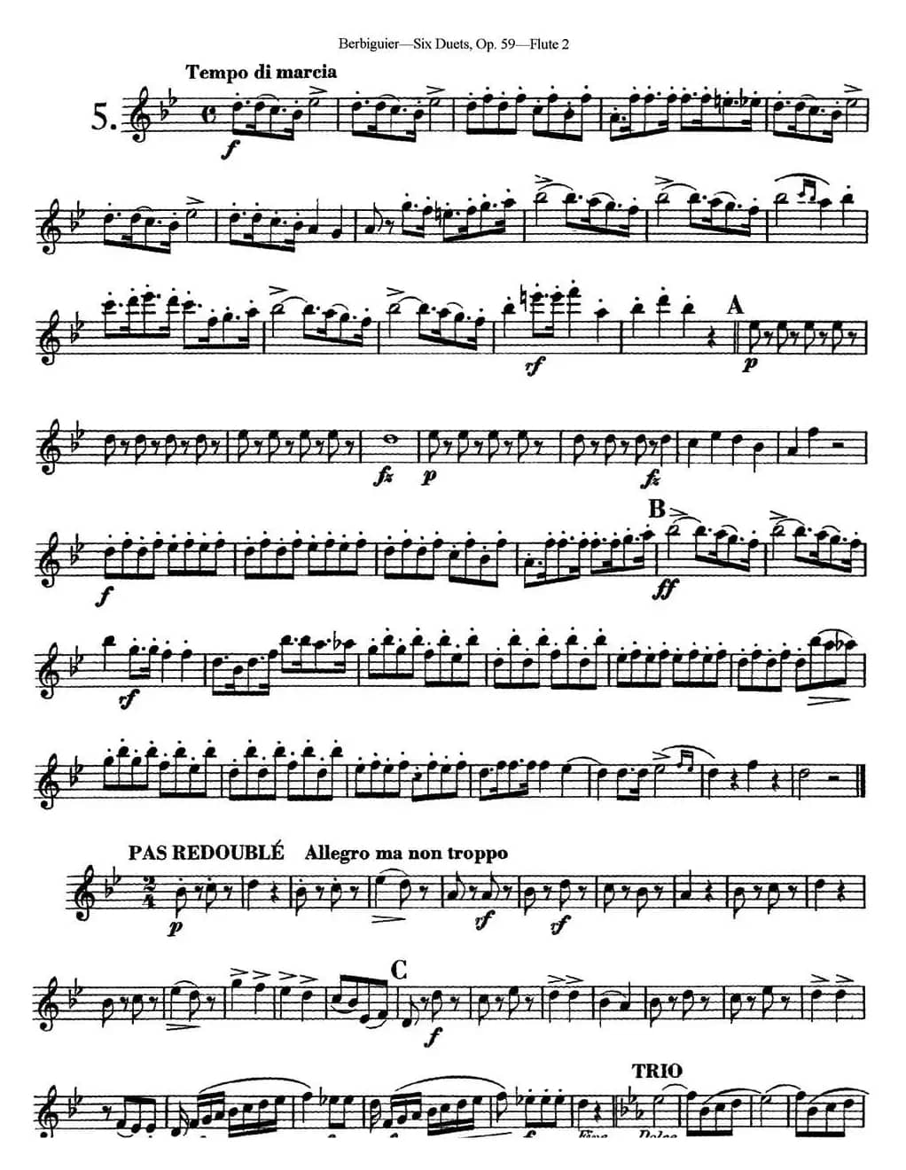 博比格6首长笛二重奏练习曲Op.59（Flute  2）