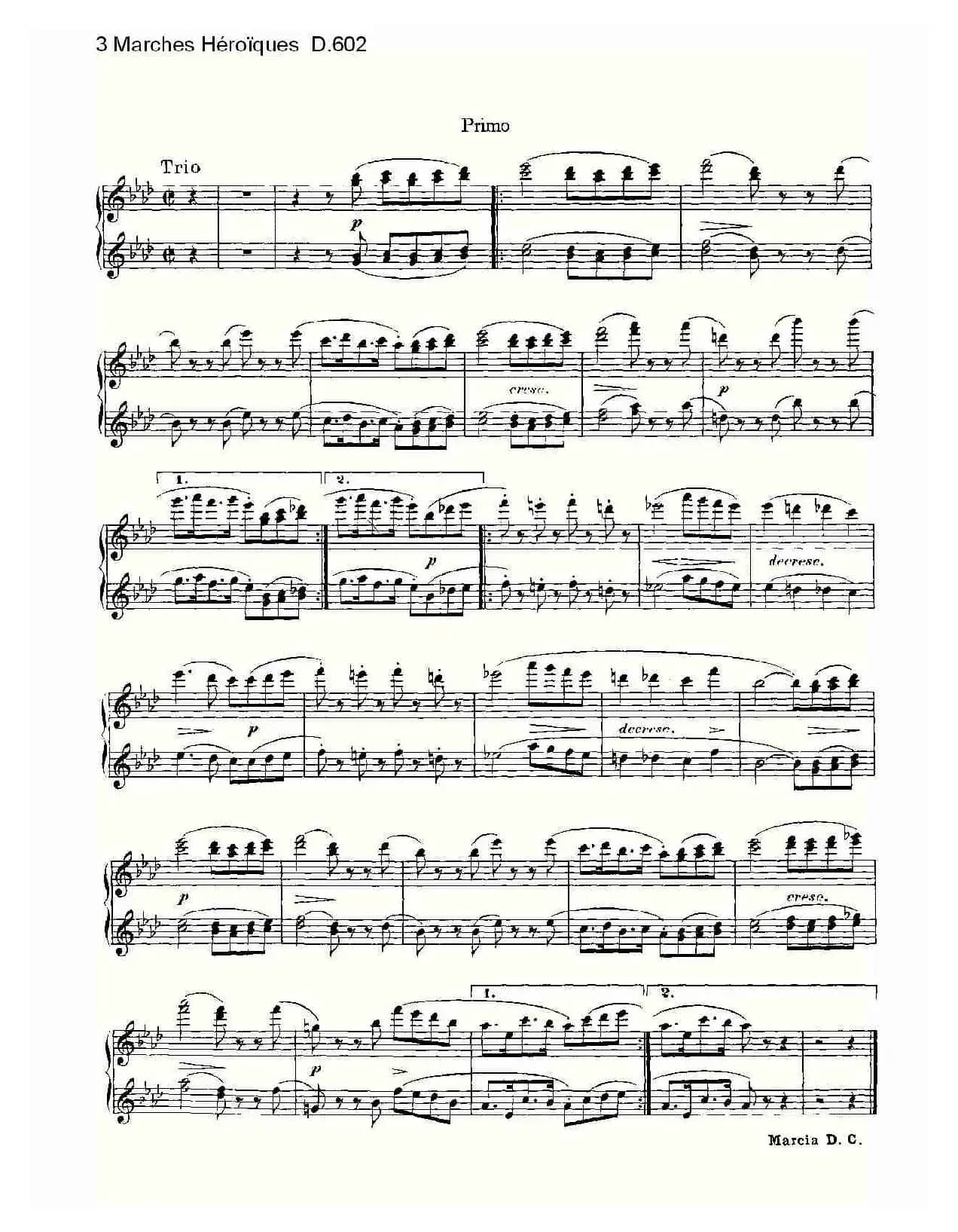 3 Marches Héroïques D.602（3 进行曲Héroïque）