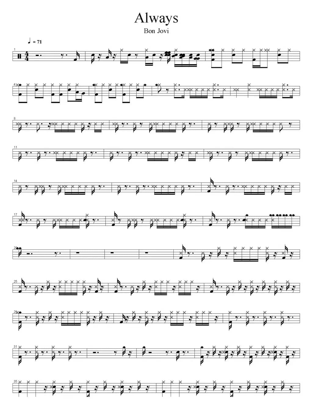 爵士鼓谱：Bon Jovi - Always