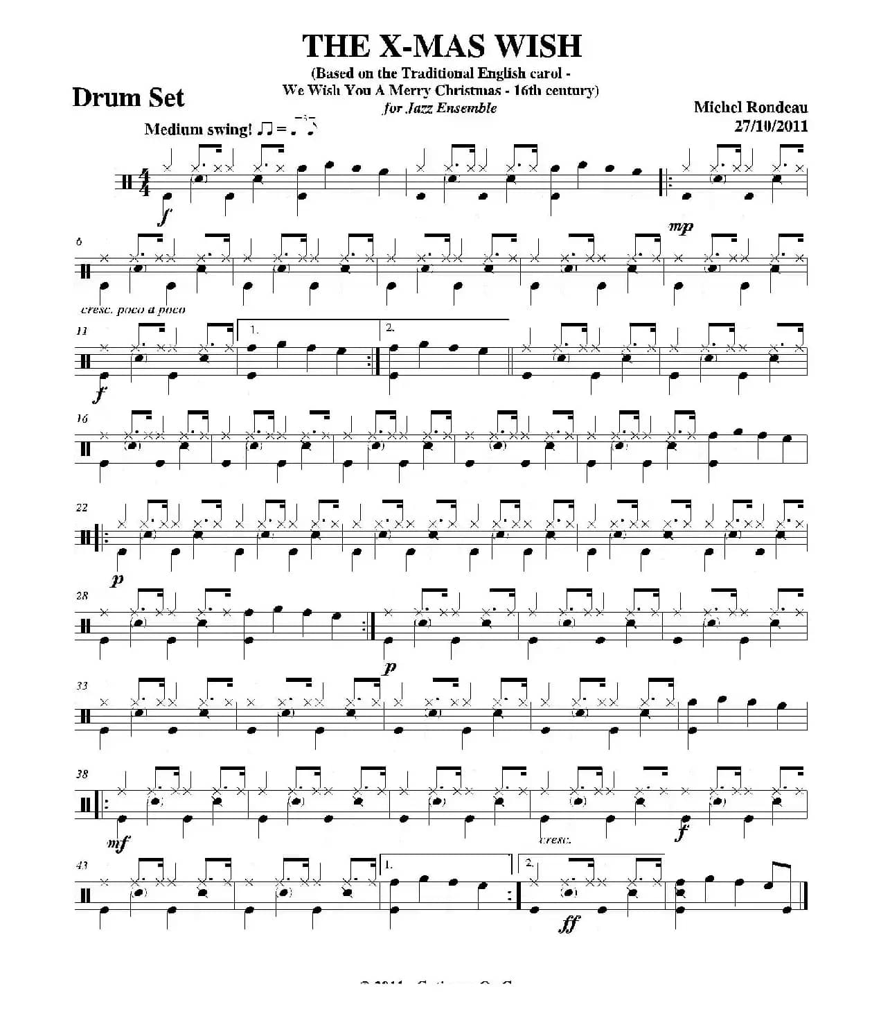 THE X-MAS WISH（爵士鼓分谱）
