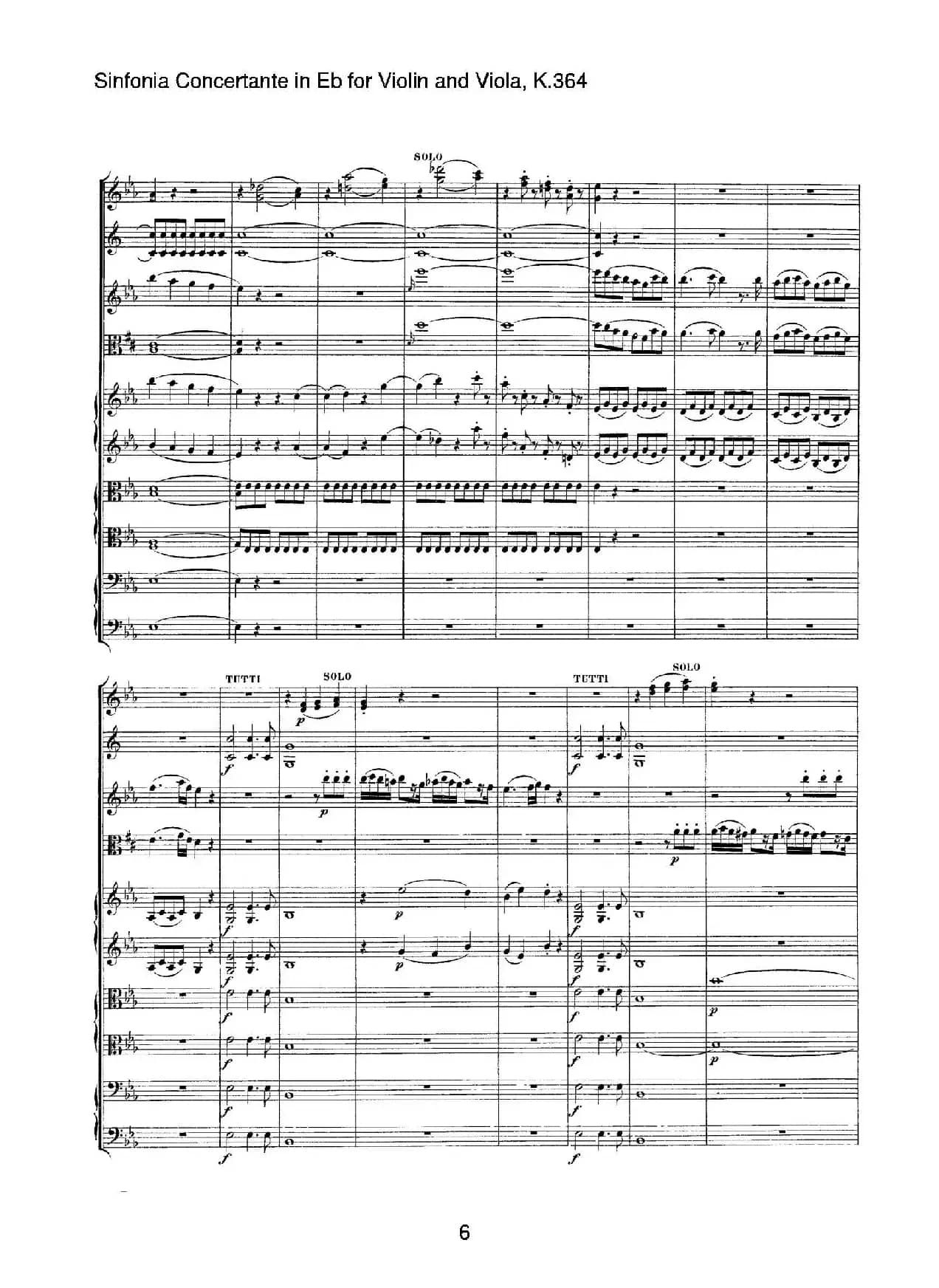 降E大调交响协奏曲（《Sinfonia Concertante in Eb》for Violin and Viola K.364）
