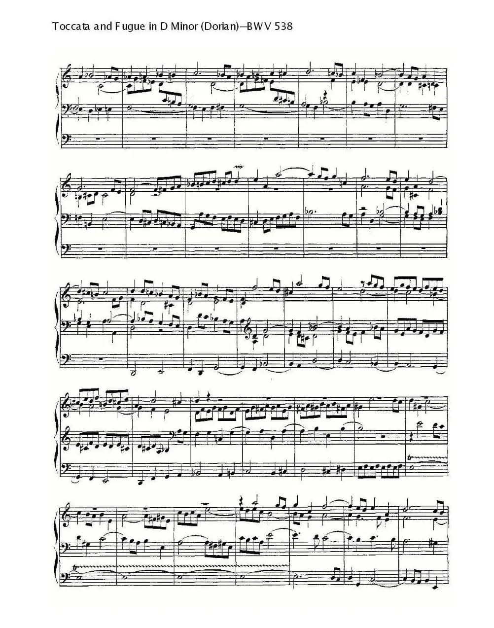 D小调托卡塔与赋格（管风琴谱）