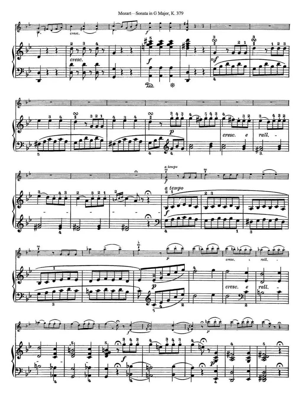 Violin Sonata in G Major K.379（小提琴+钢琴伴奏）