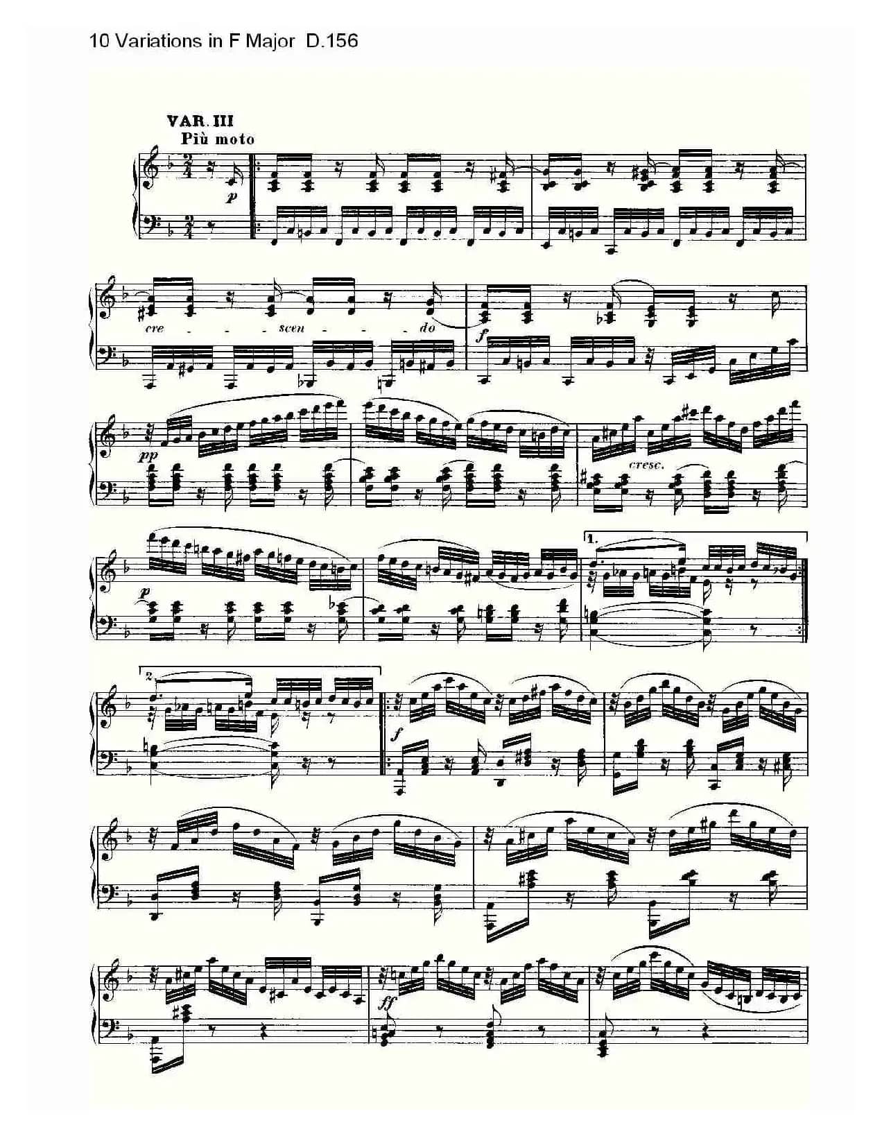 10 Variations in F Major D.156(F大调10变奏曲 D.156)