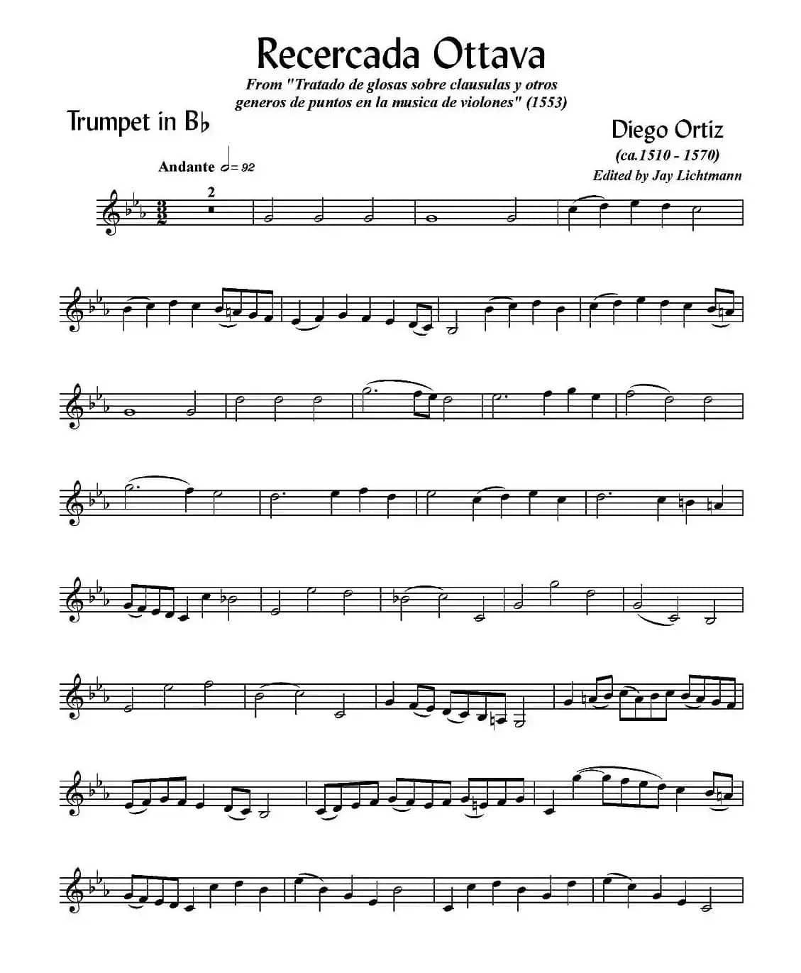 Recercada Ottava （小号谱）