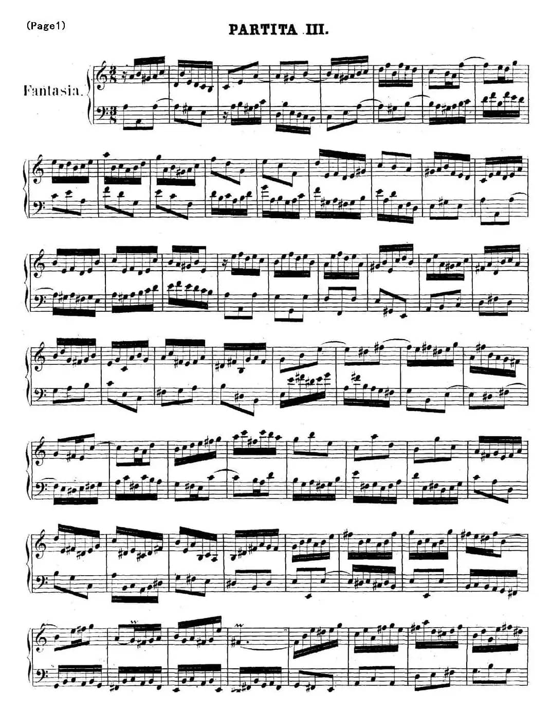 帕蒂塔6首德国组曲（No.3 a小调 巴赫 Partita a Minor BWV 827）