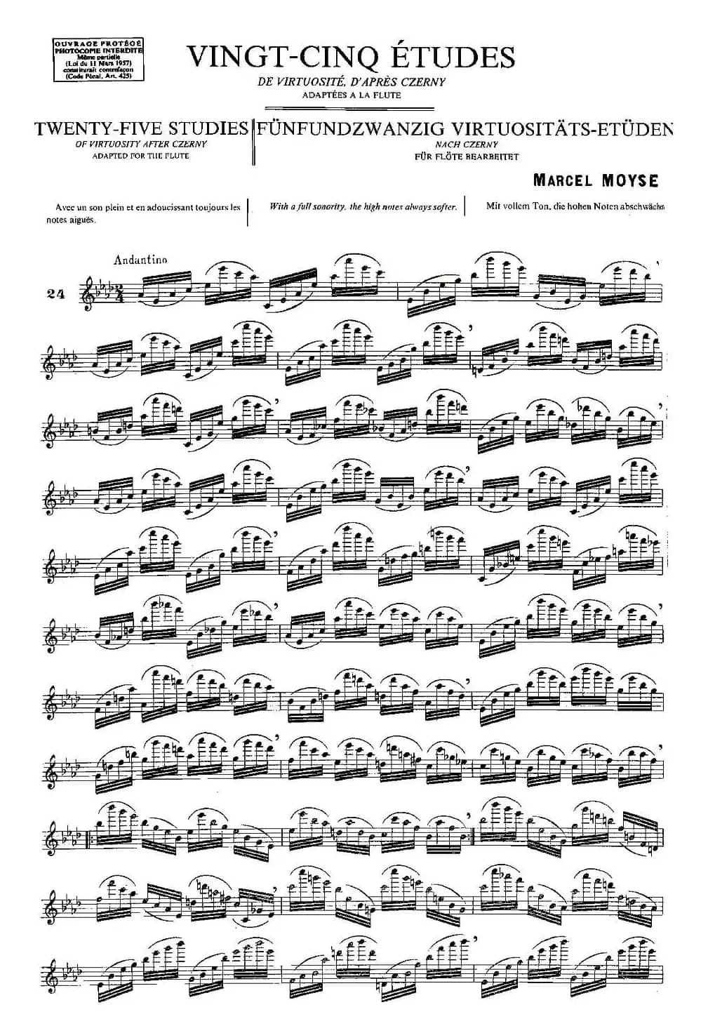 Moyse - 25 Studies after Czerny flute 之24（25首改编自车尔尼作品的练习曲）