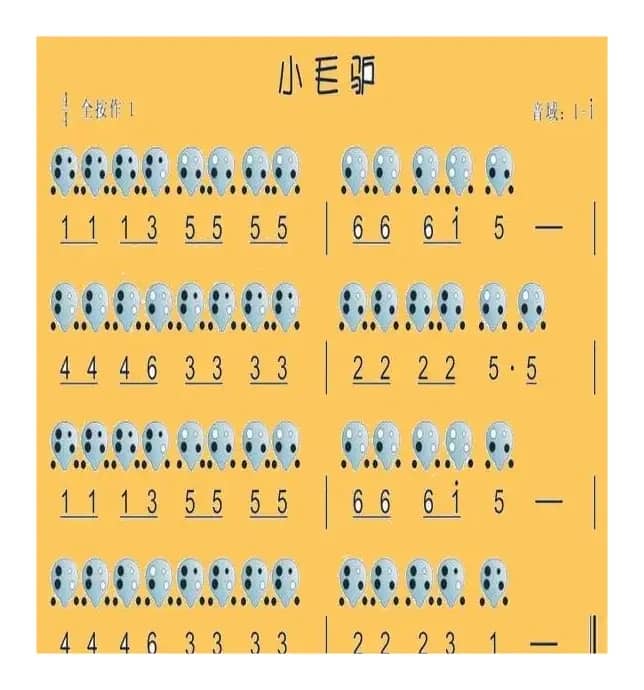 小毛驴（四孔陶笛谱）