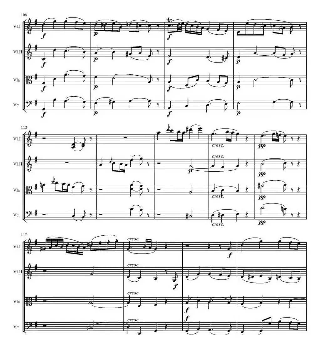 String Quartet KV.387（G大调弦乐四重奏）