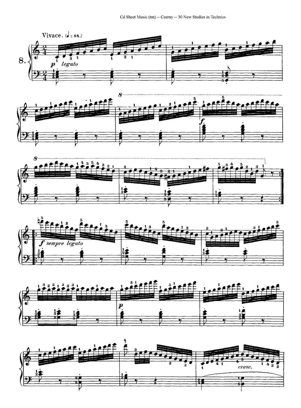 Czerny - 30 New Studies - 8（车尔尼Op849 - 30首练习曲）