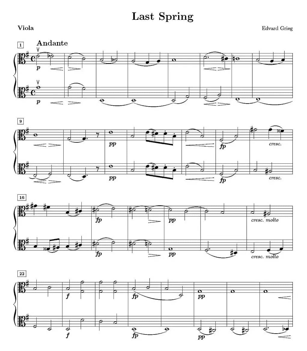 Last spring（逝去的春天、中提琴分谱）