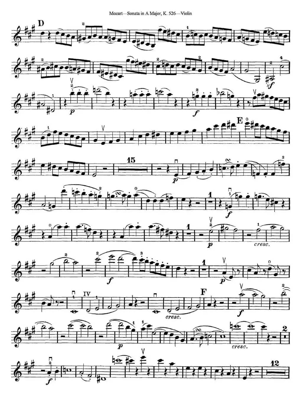 Violin Sonata in A Major K.526