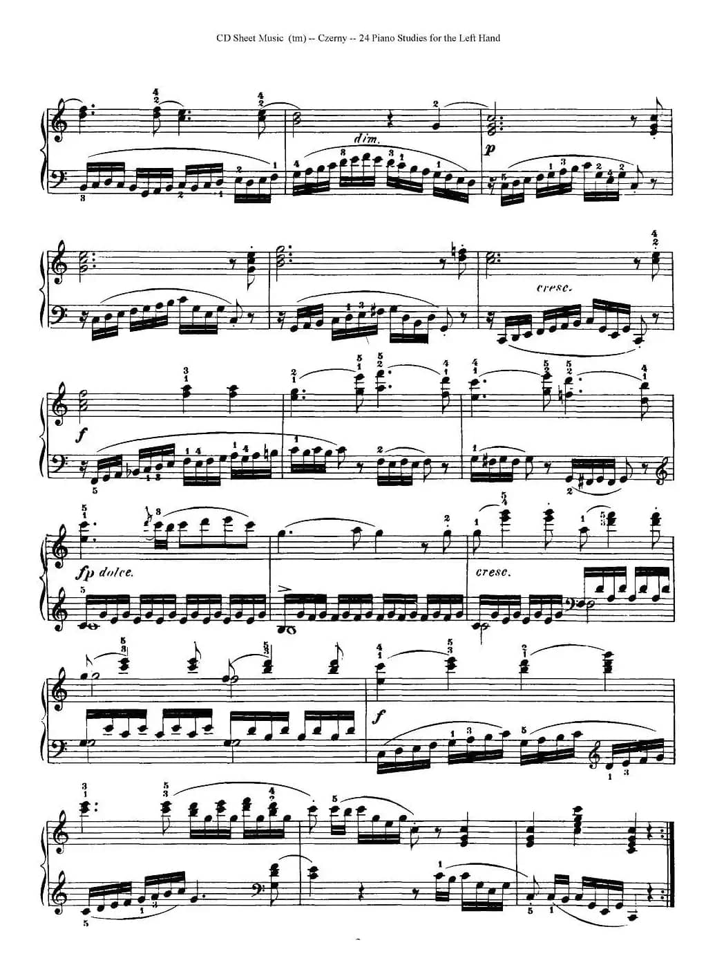 Czerny - 24 Piano Studie（1—7）（车尔尼 - 24首钢琴练习曲）