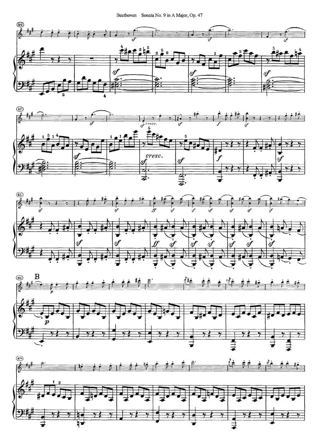 Violin Sonata No.9 in A Major Op.47（小提琴+钢琴伴奏）