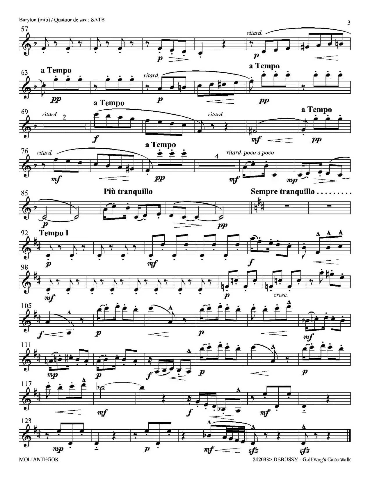 木偶步态舞（四重奏上低音萨克斯分谱）