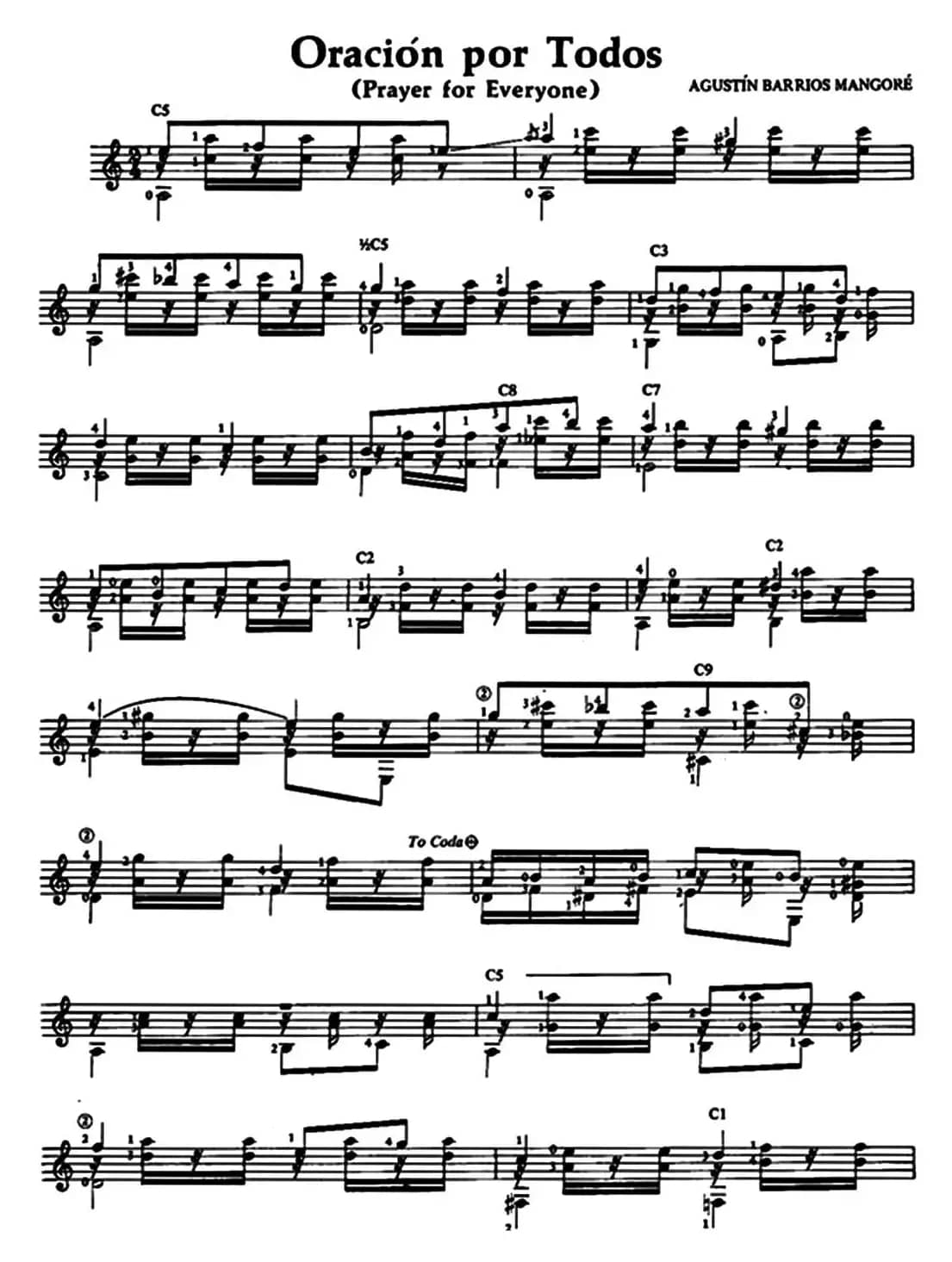 Oracion por Todos（古典吉他）