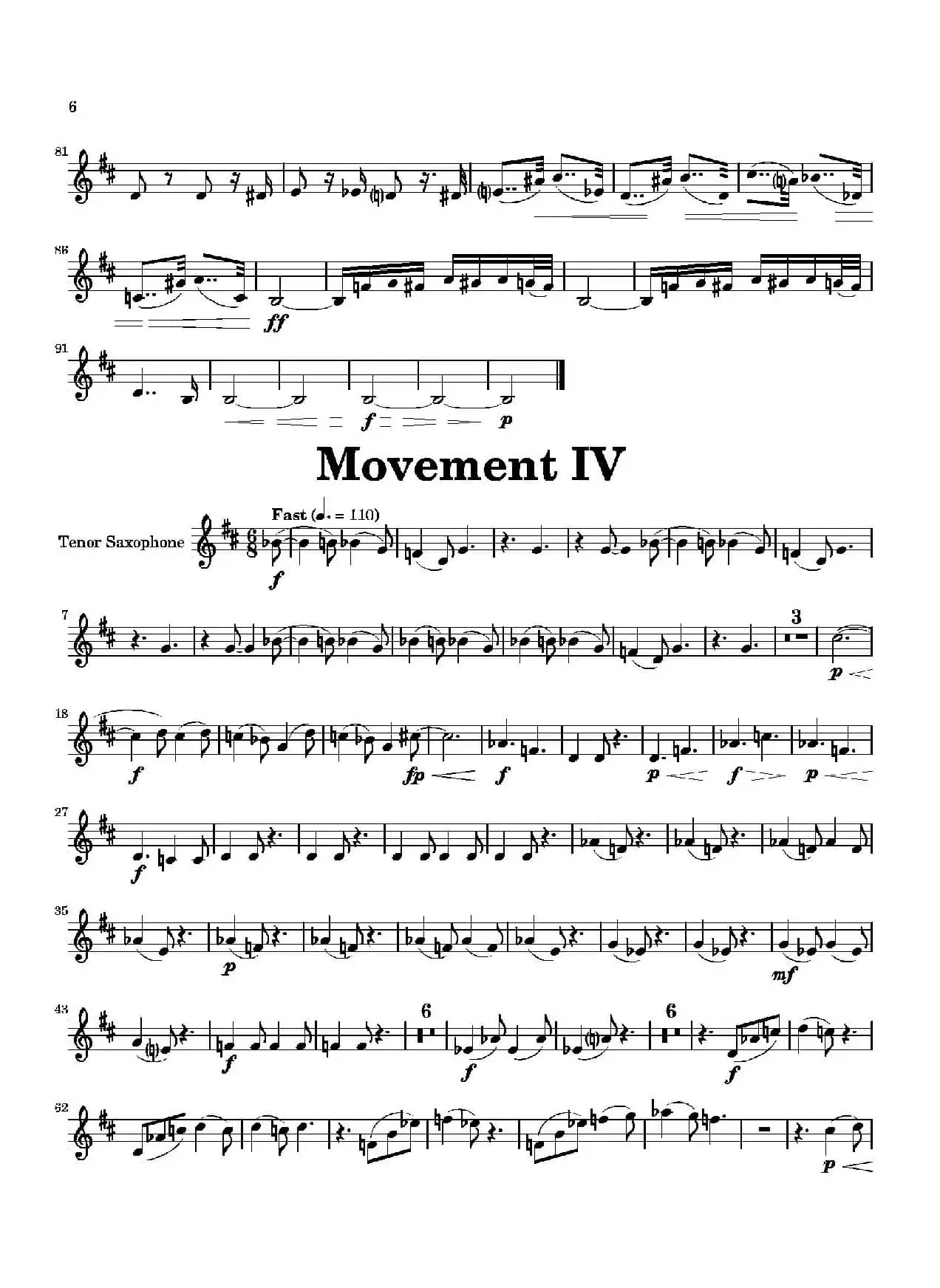 Movement（四重奏次中音萨克斯分谱）