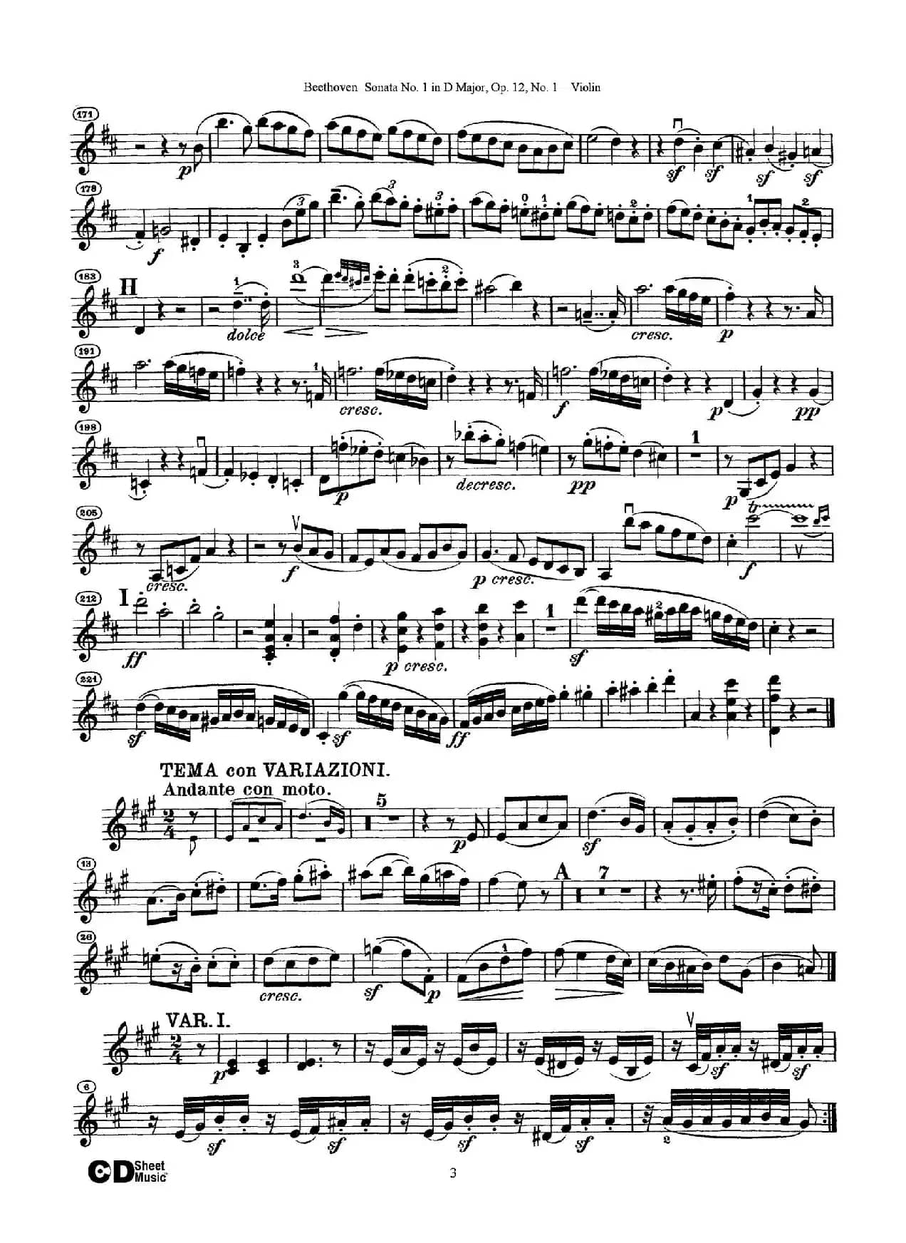 D大调第一小提琴奏鸣曲