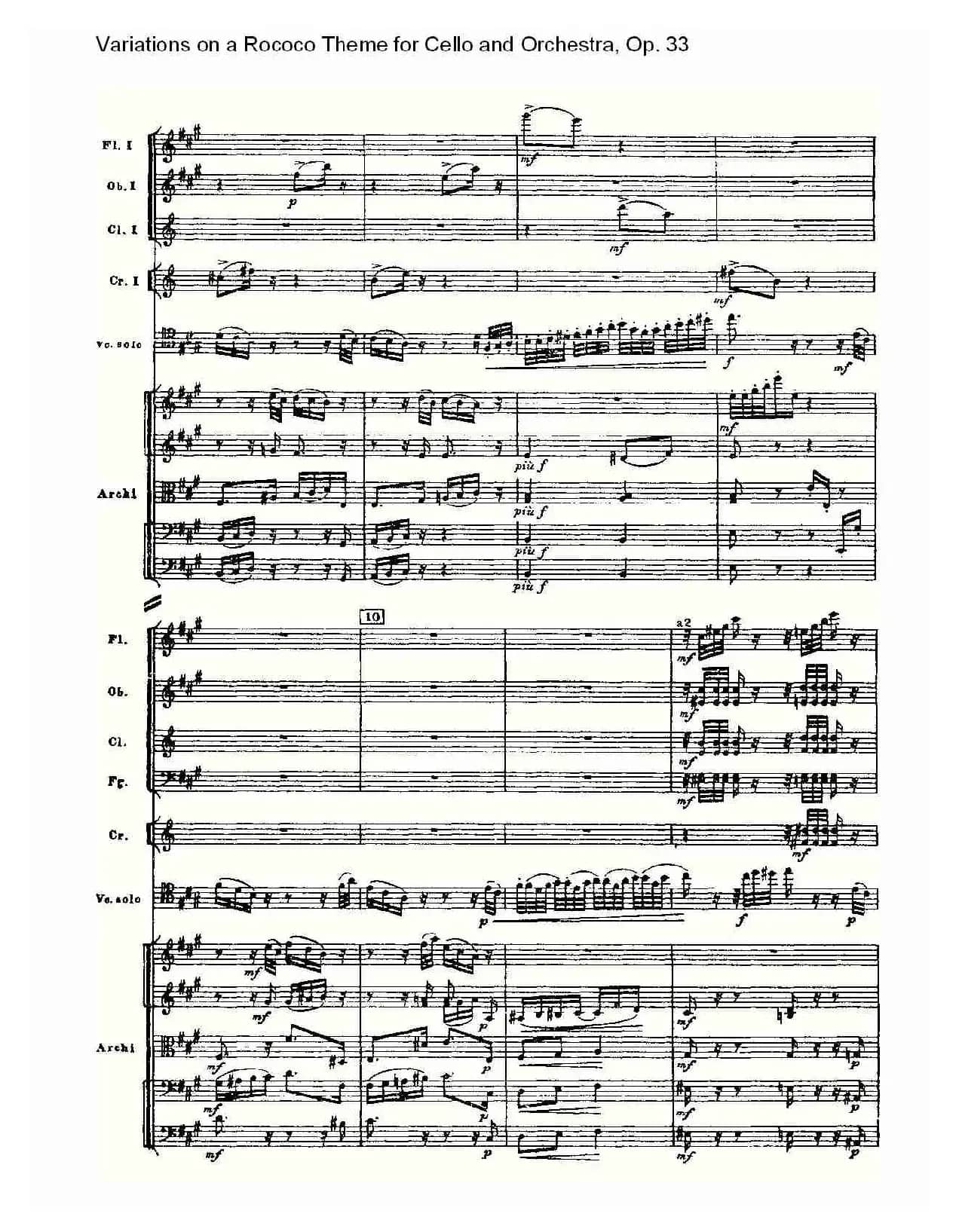 大提琴与管弦乐洛可可主题a小调变奏曲, Op.33（一）
