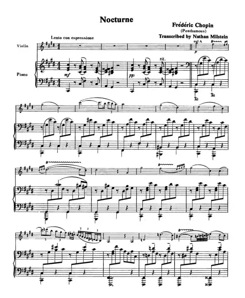 NOCTURNE（钢琴伴奏小提琴谱）