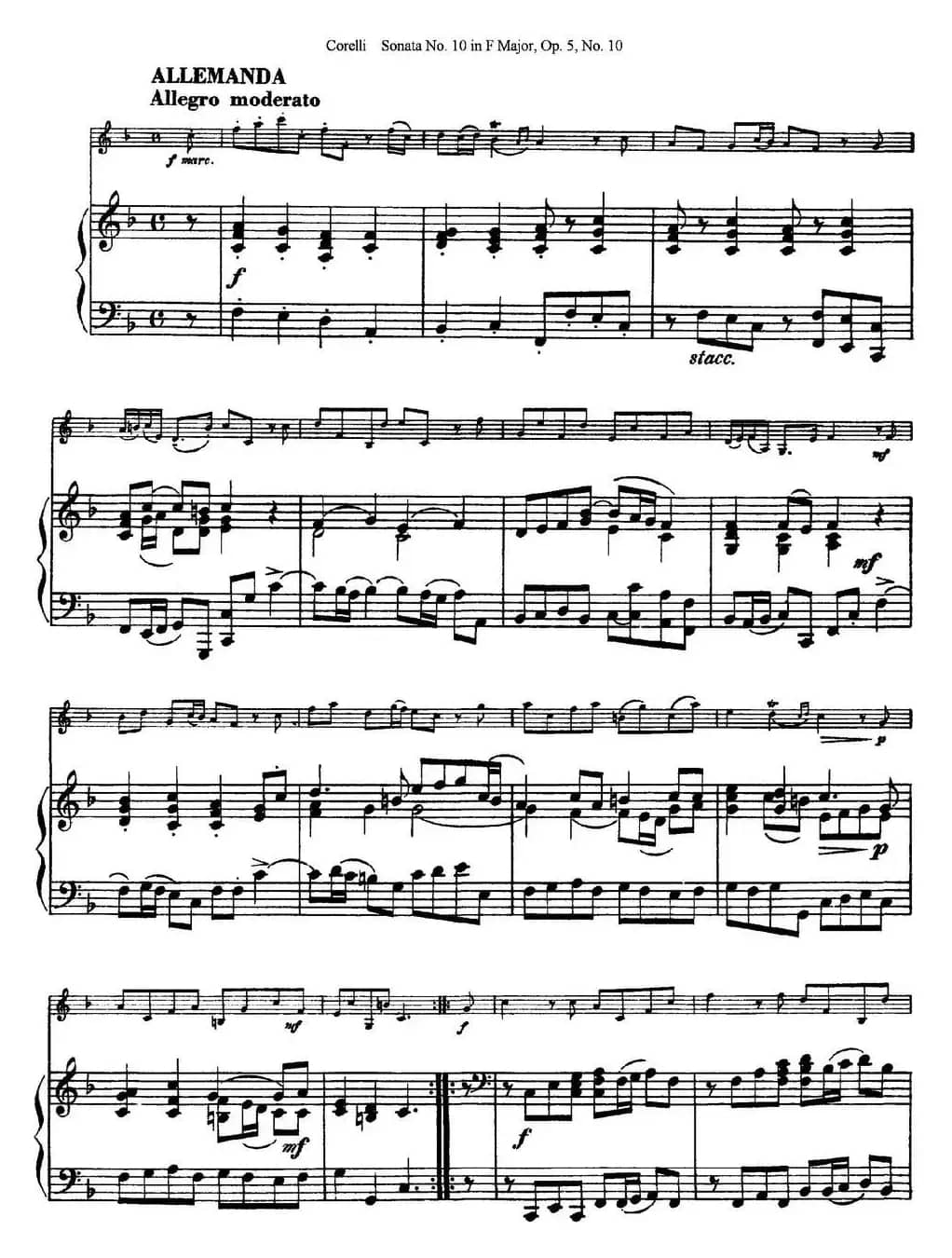 Sonata No.10 in F Major Op.5 No.10（小提琴+钢琴伴奏）