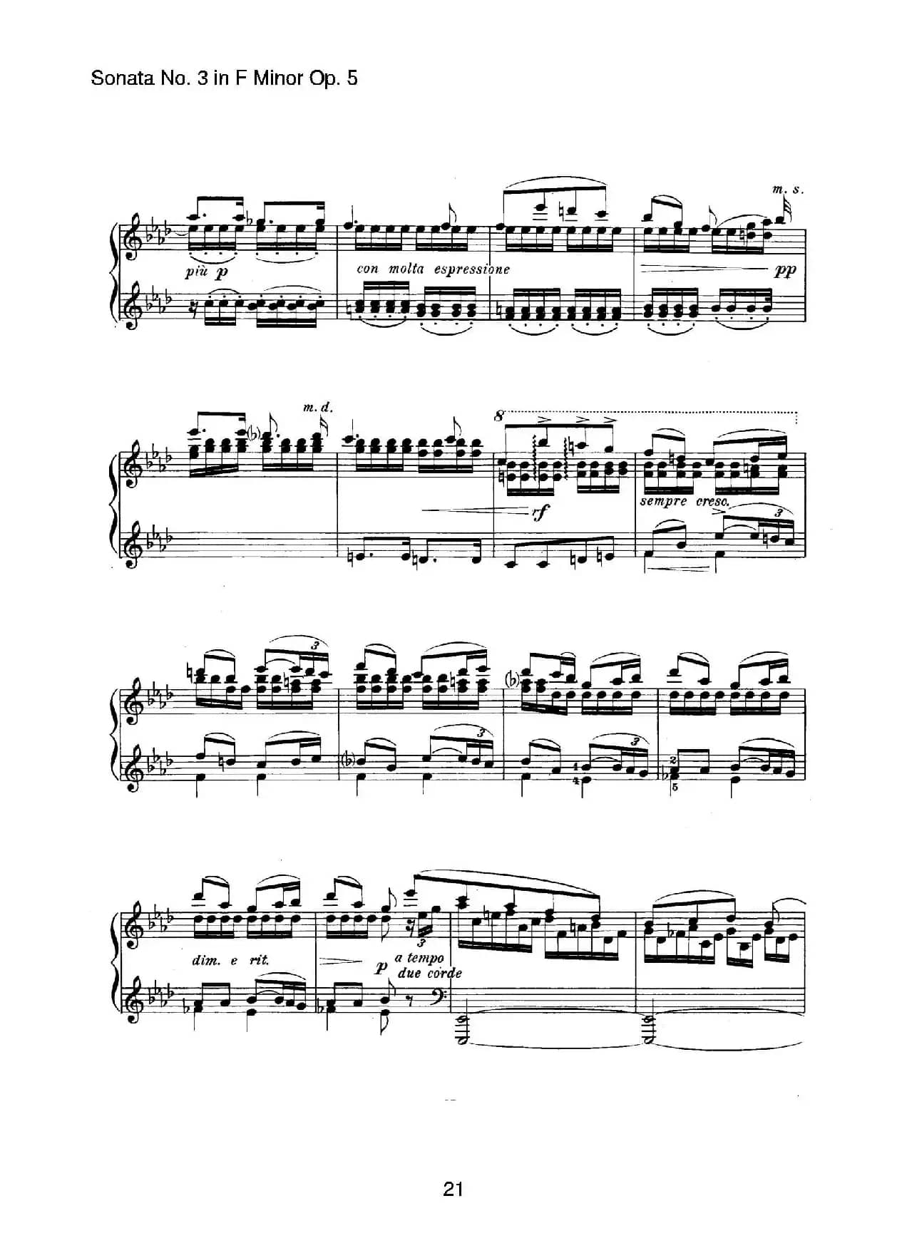 Piano Sonata No.3 in f Minor Op.5（f小调第三钢琴奏鸣曲）