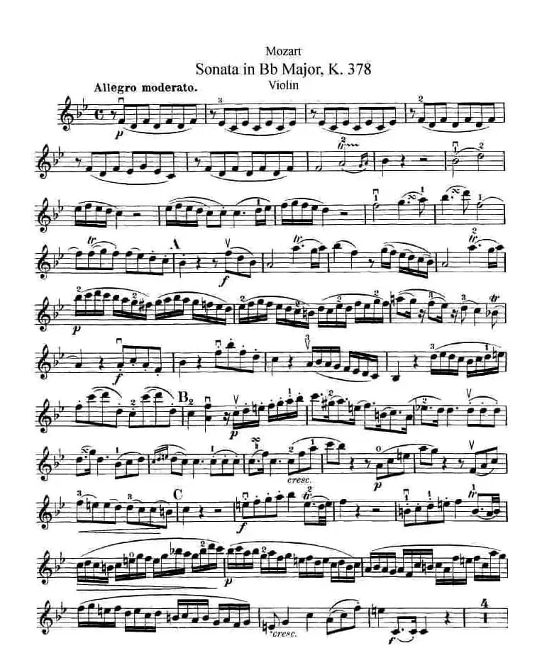 莫扎特小提琴奏鸣曲降B大调（k.378）