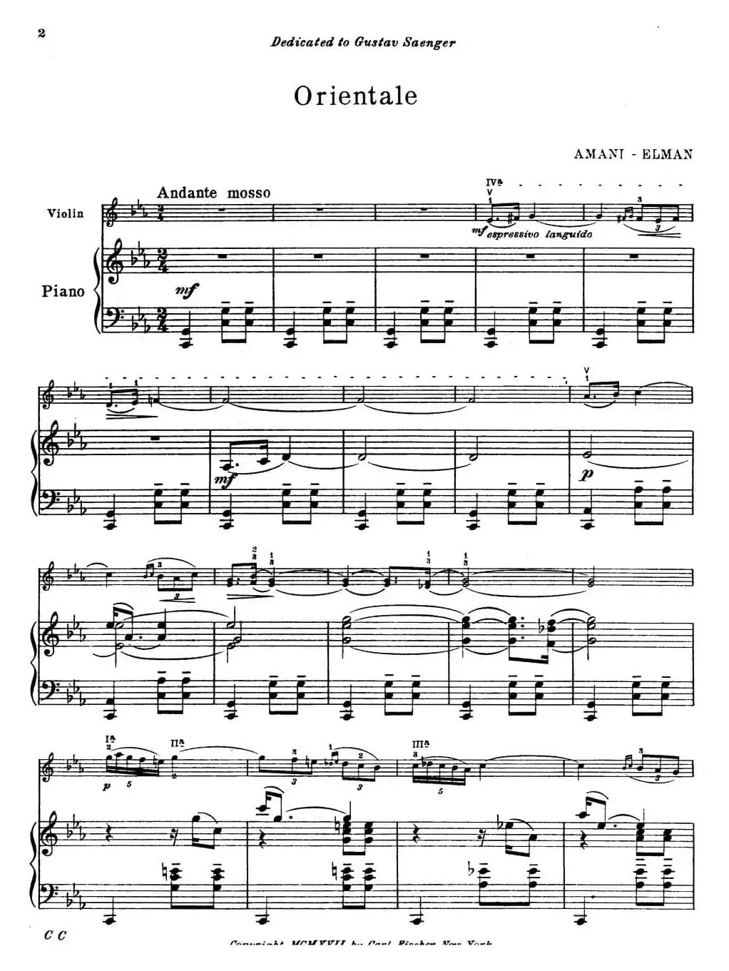 Orientale（小提琴+钢琴伴奏）