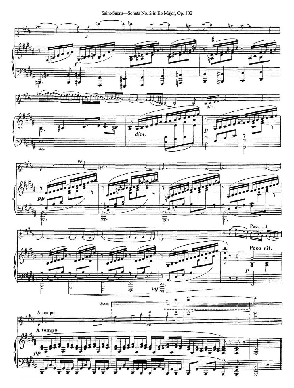 Violin Sonata No.2 in Eb Major Op.102（小提琴+钢琴伴奏）