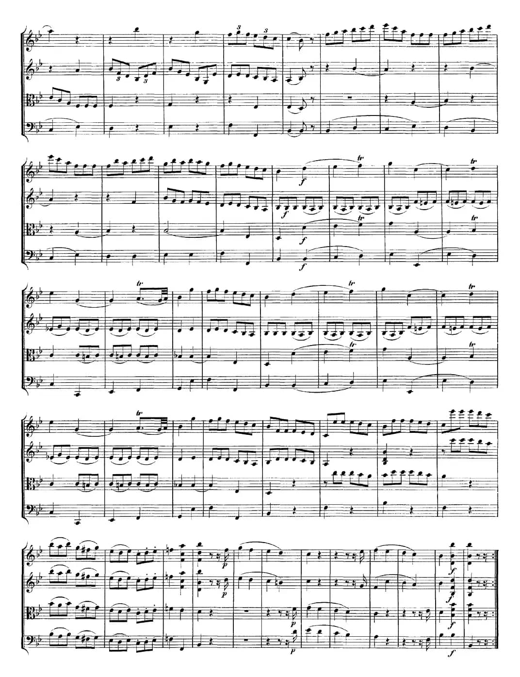 Mozart《Quartet No.12 in Bb Major,K.172》（总谱）