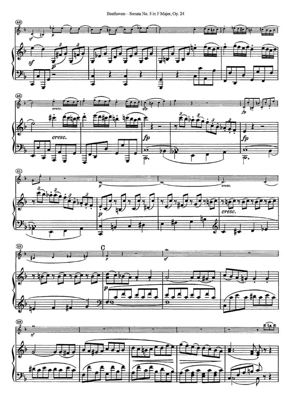Violin Sonata No.5 in F Major Op.24（小提琴+钢琴伴奏）