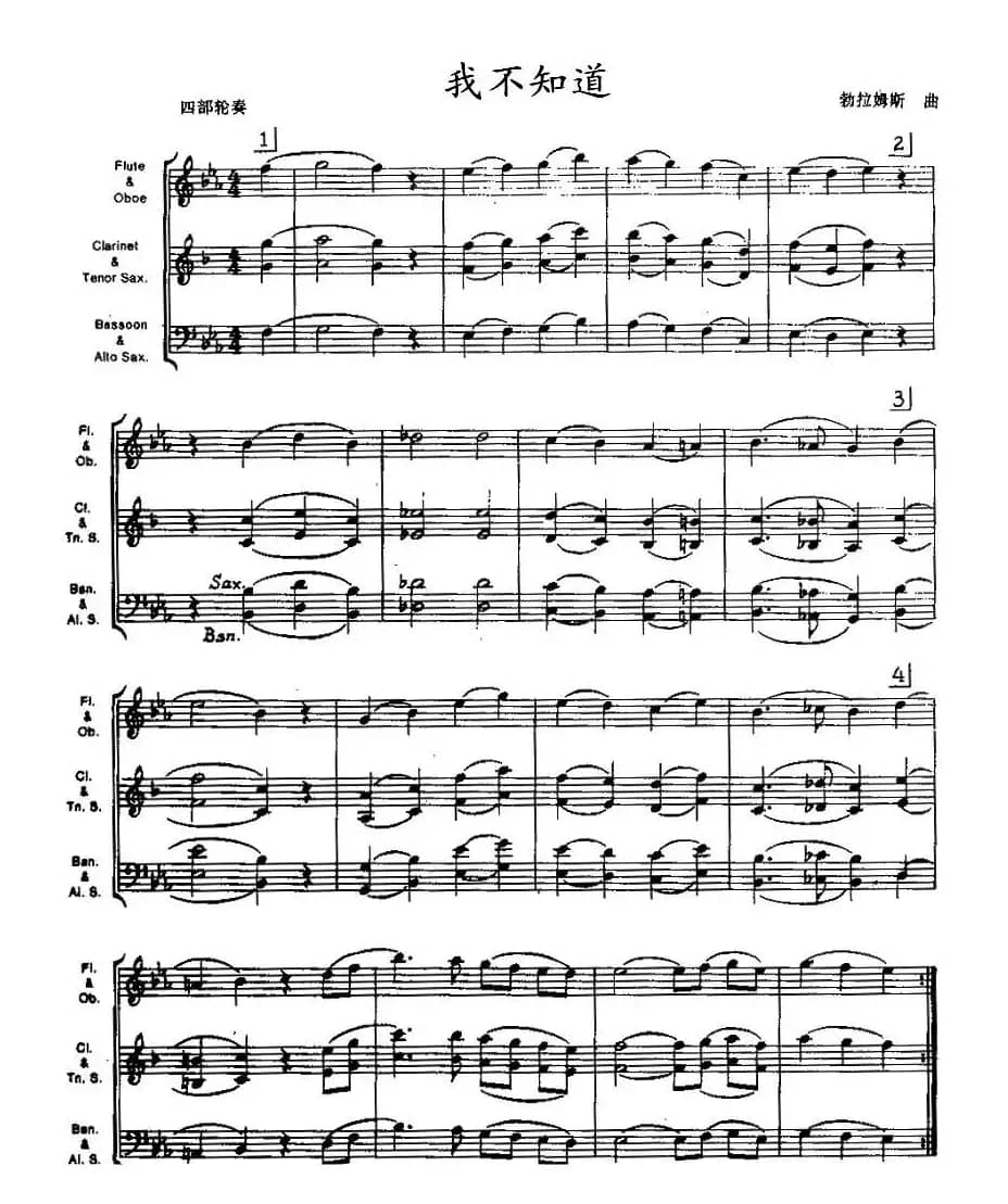 我不知道（木管乐器四部轮奏）