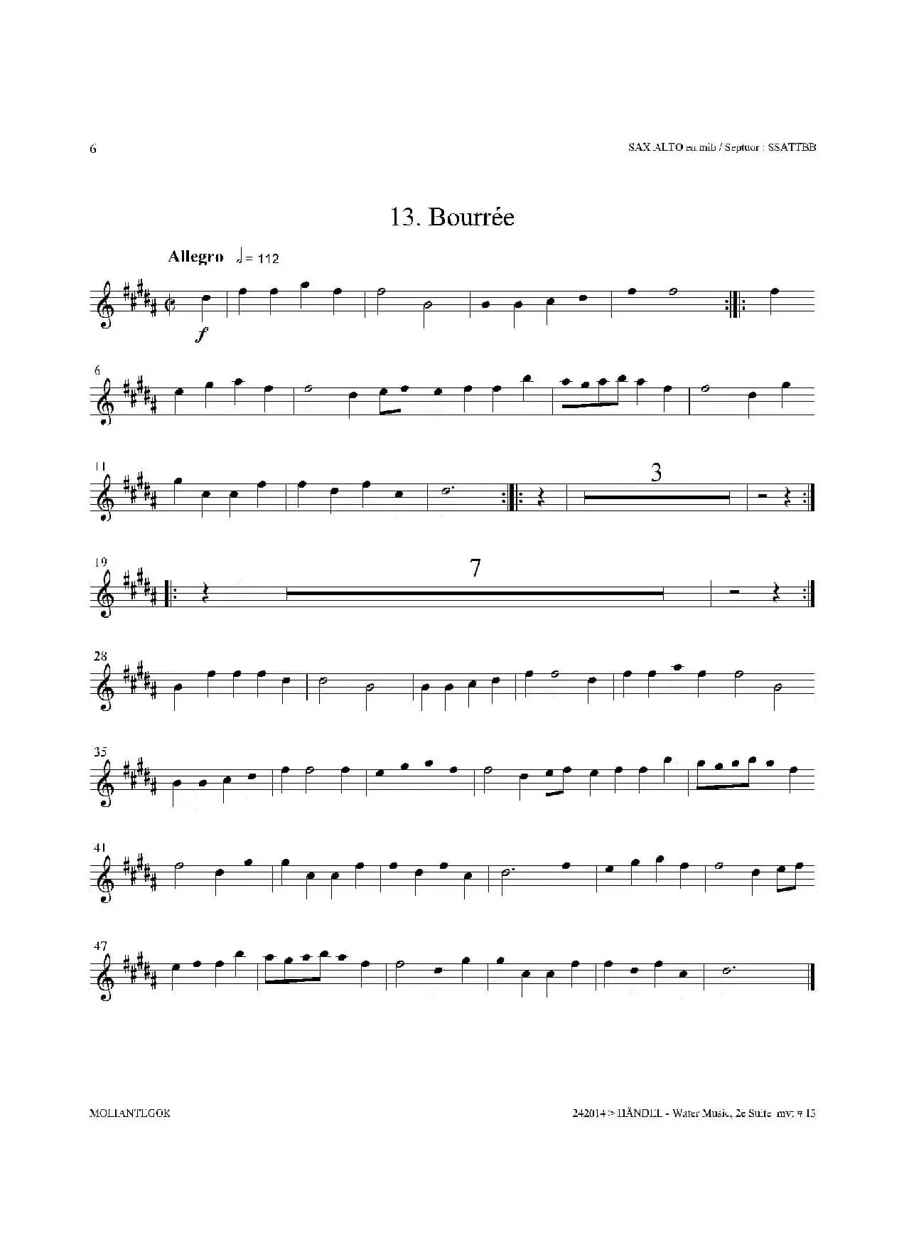 Water Music（HWV.349 No.2）（中音萨克斯）