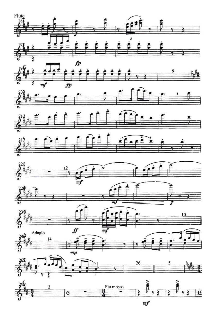 梁山伯与祝英台（小提琴协奏曲长笛分谱）