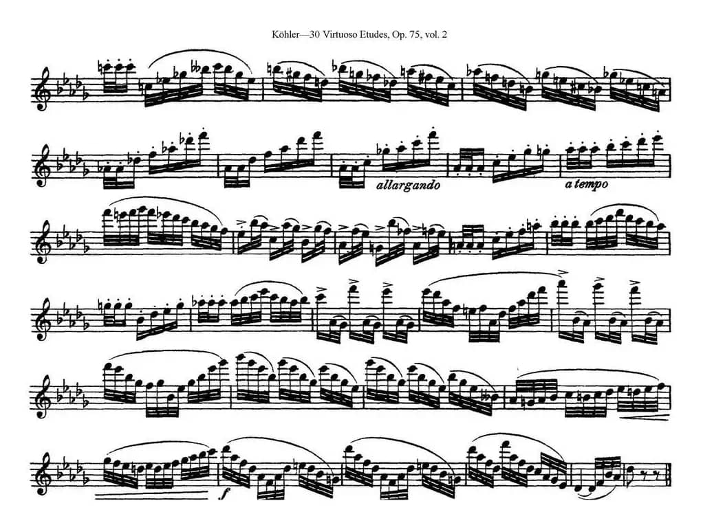 柯勒30首高级长笛练习曲作品75号（NO.15）