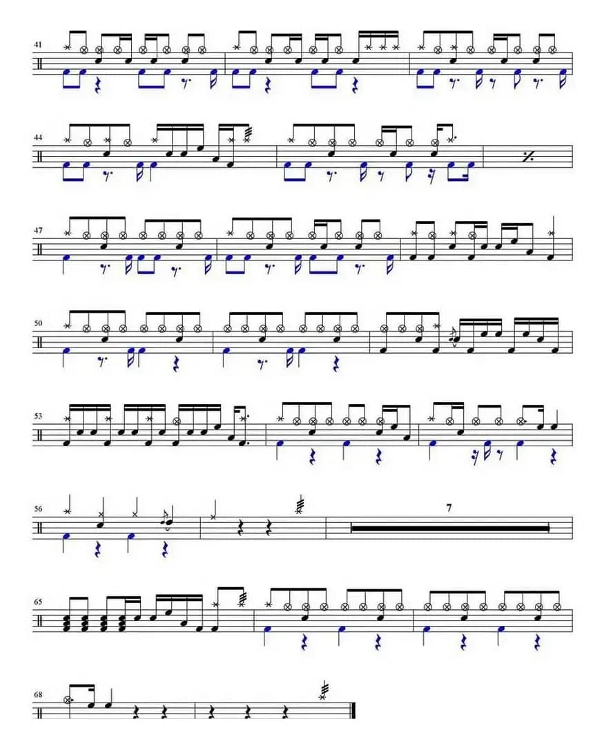 架子鼓谱：突然好想你