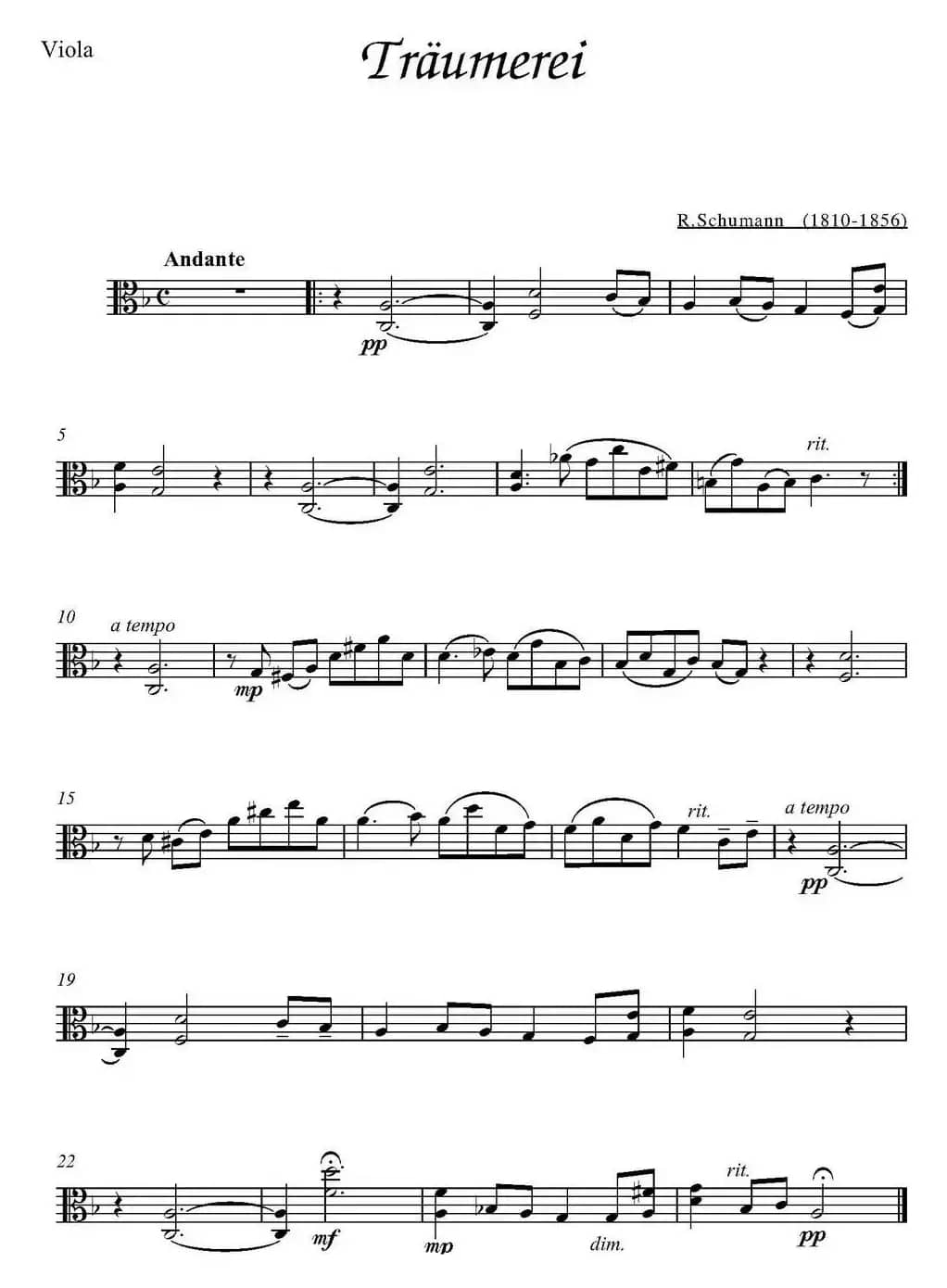 Traumerei（中提琴分谱）