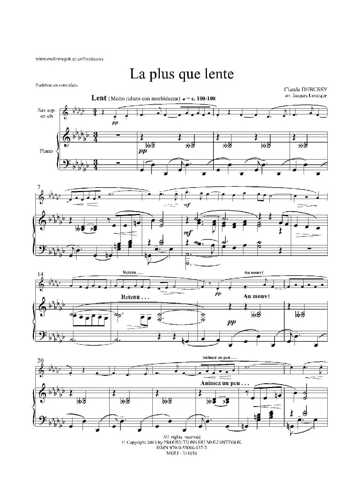 La pius que lente（缓慢地圆舞曲）（高音萨克斯+钢琴伴奏）