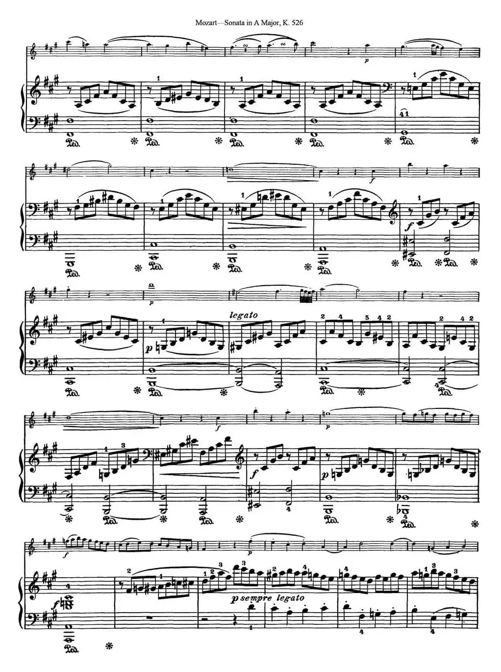 Violin Sonata in A Major K.526（小提琴+钢琴伴奏）