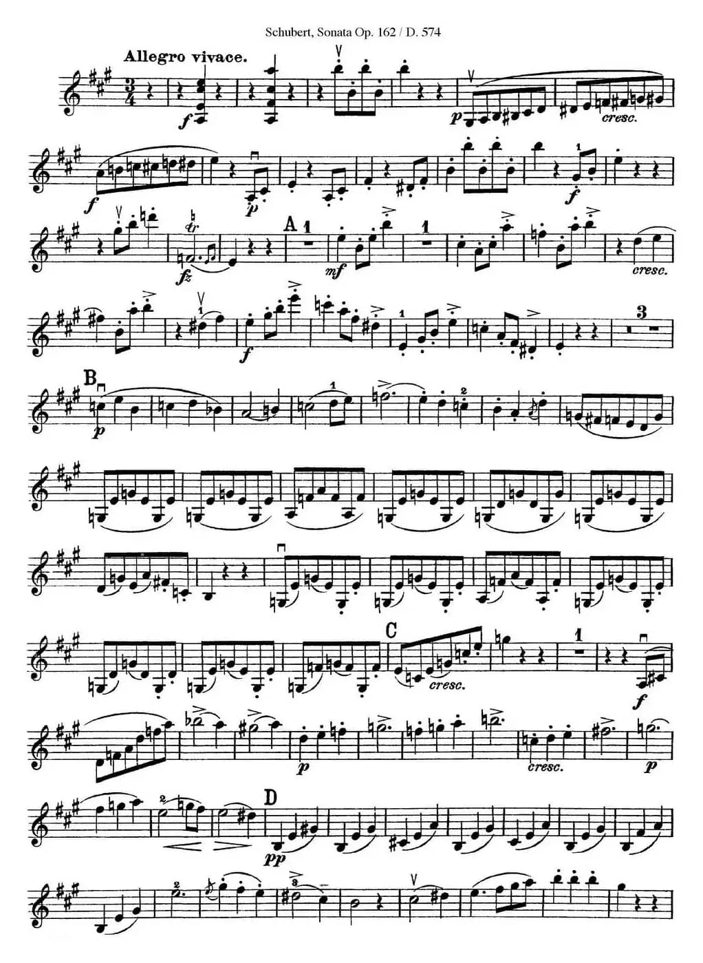 Violin Sonata in A major Op.162 D.574