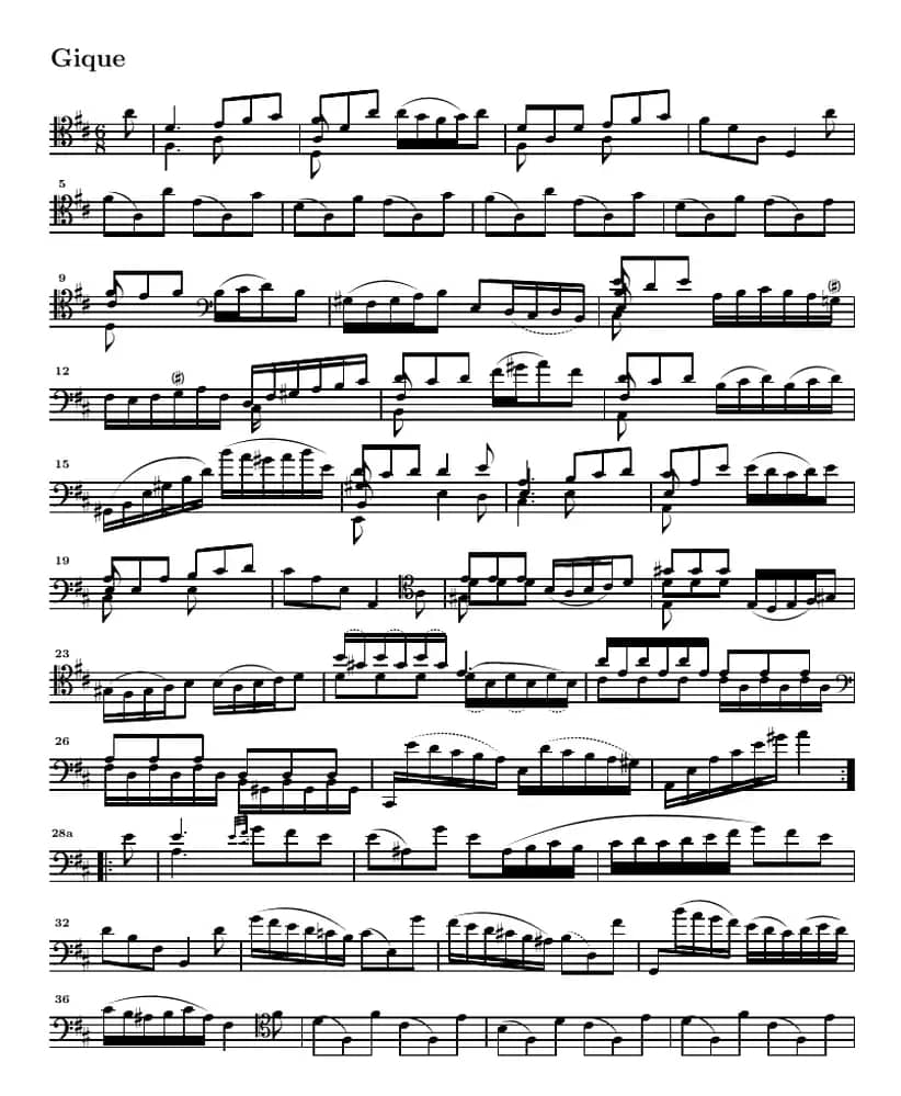 巴赫《大提琴无伴奏六首组曲》：Suite Ⅵ